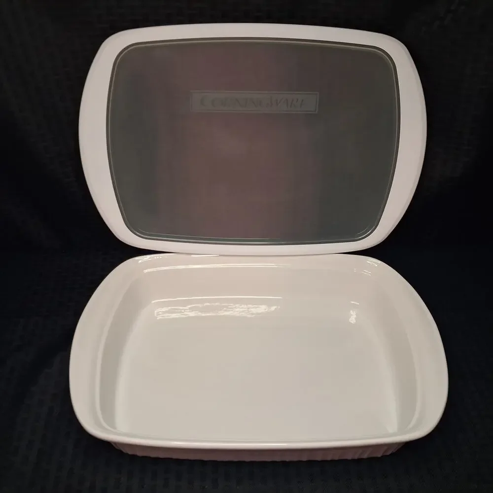 CorningWare French White Stoneware 9x13 Casserole With Storage Lid